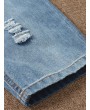 Sweet Embroidered Loose Elastic Waist Casual Denim