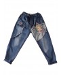 Vintage Patchwork Star Face Harem Denim