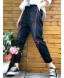 Embroidery Stars Elastic Waist Harem Denim