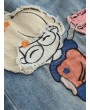 Cartoon Patch Embroidery Elastic Waist Casual Jeans