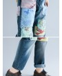 Vintage Loose Patch Ripped  High Waist Casual Denim